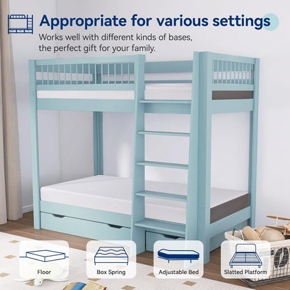 Memory Foam Mattress, Soft Plush Feel, Breathable, 6 Inch, Twin, White/Grey8