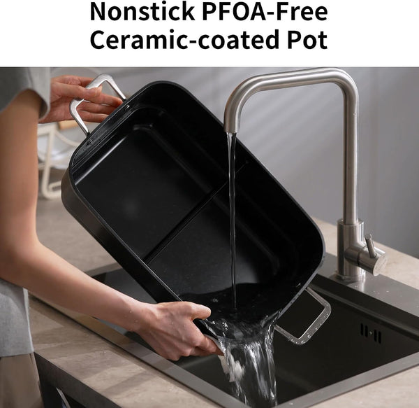 Slow Cooker 10 Quarts (2 X 5 Quarts) Pfoa-Free Ceramic Coating | Adjustable Temp Oven Safe to 450°F | Keep Warm Function for Large Family Gatherings (Includes Silicone Spoon)7