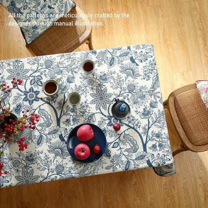 Designer Vintage Linen Rectangular Tablecloth,87"X55"-Ruyi B6