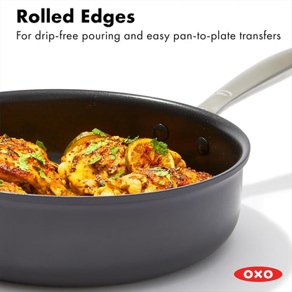 OXO Enhanced 10 Piece Cookware Pots & Pans Set, Pfas-Free Ceramic Nonstick, Durable Hard Anodized Cookware, Scratch Resistant, Stainless Steel Handle, Good Grips, Dishwasher & Oven Safe, Black6