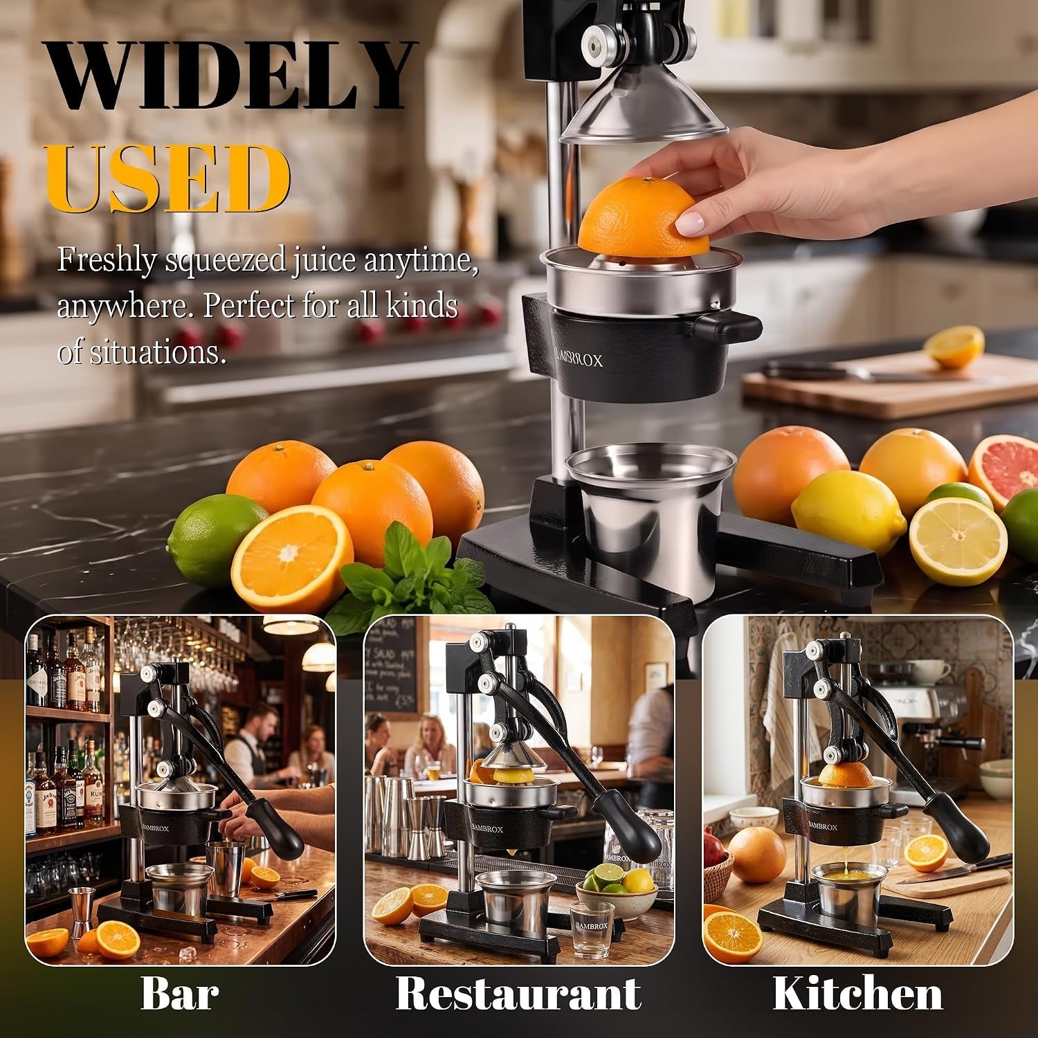 manual-cast-iron-lemon-squeezer-black-citrus-juicer-detachable-cone-free-stainless-steel-cup-extracts-juice-from-lemons-oranges-and-grapefruits-easy-to-clean