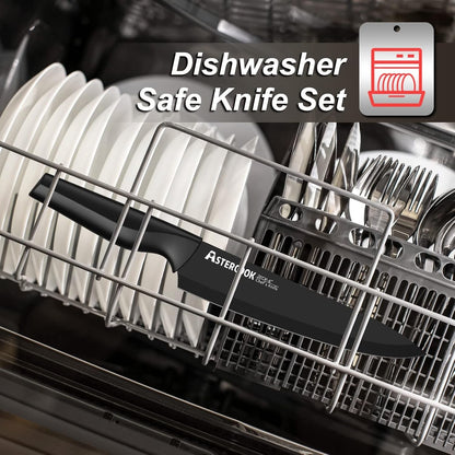 Knife Set,  21 Pieces Knife Sets for Kitchen with Block, Dishwasher Safe Kitchen Knife Set with Built-In Sharpener, German Stainless Steel Black Knife Block Set, Fathers Day Gift for Men7