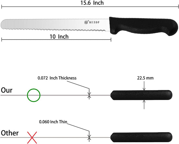 Serrated Bread Knife with Sheath 10 Inch, Black Upgraded Stainless Steel Razor Sharp Wavy Edge Wide Bread Cutter, for Slicing Homemade Bread, Bagels, Cake,Dishwasher Safe2
