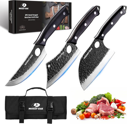 Mossy Oak Butcher Knife Set with Oxford Roll Bag, 3-Piece1