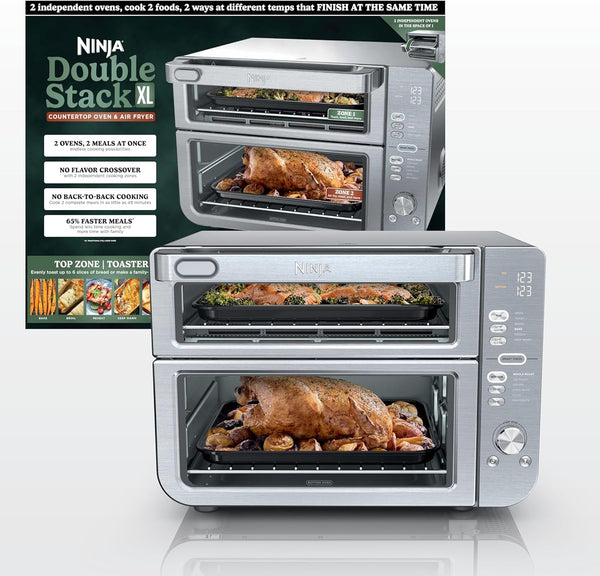 Ninja Double Stack XL Countertop Oven, 12-In-1, Stainless Steel, DCT601 | Dualzone, Smart Finish, Flavorseal, Fits 4.5 Lb Chicken & 6 Lbs Wings, Air Fry, Bake, Broil1