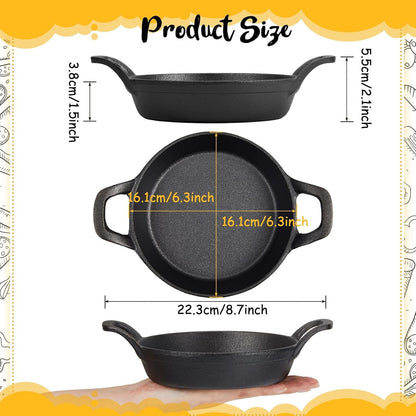 4 Pack Mini Cast Iron Skillets 6.3 X 6.3 X 1.5 Inch Pan Ramekin Set | Cast Iron Pan Small Ramekin Set, Black Casserole Dish Cookware Oven Safe, Mini Skillets for Kitchen Indoor Outdoor Picnic2