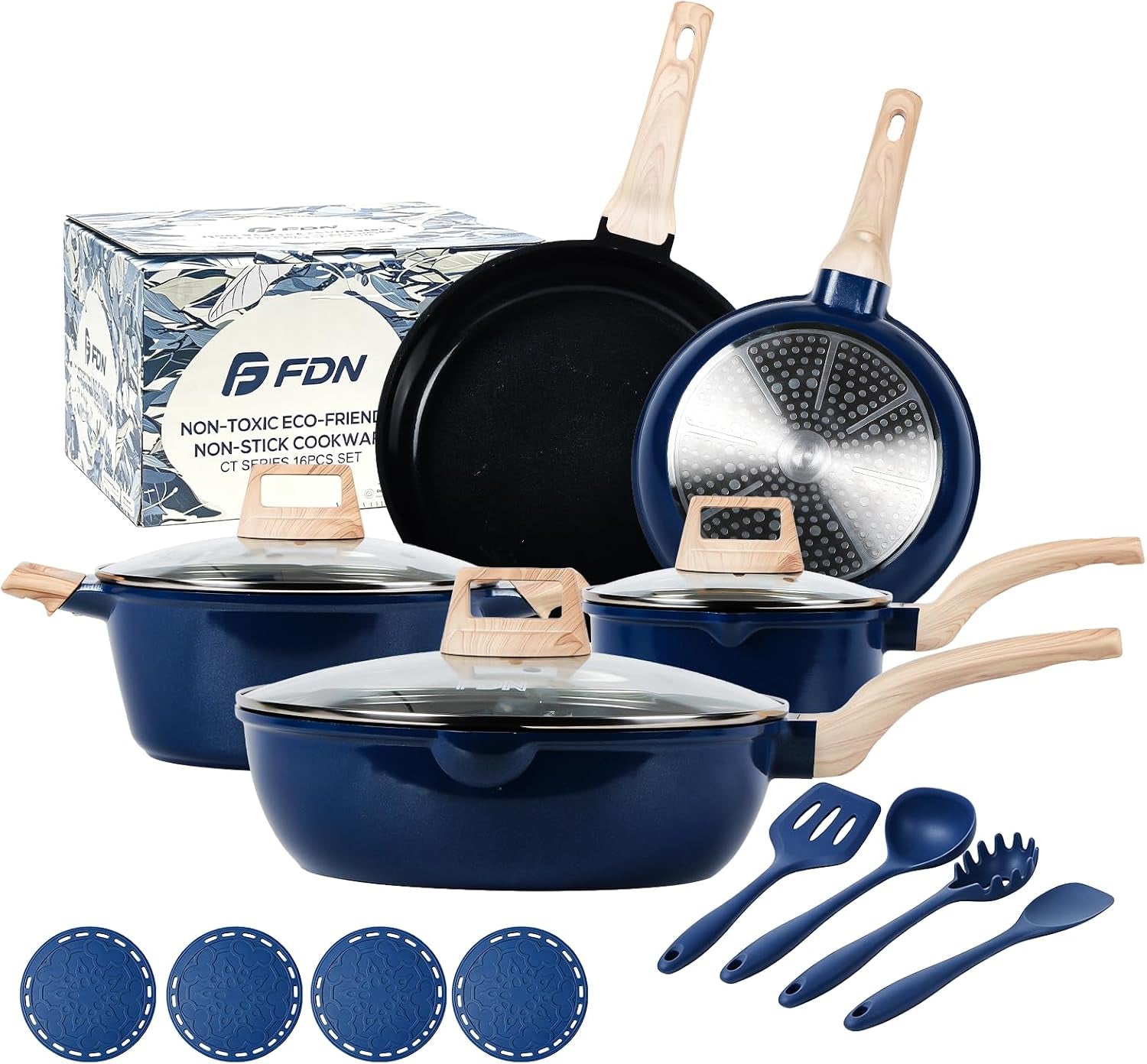 16pcs-titanium-pots-and-pans-set-toxic-free-cookware-set-dishwasher-oven-safe-induction-compatible-with-bakelite-wood-grain-handle-compact-and-durable