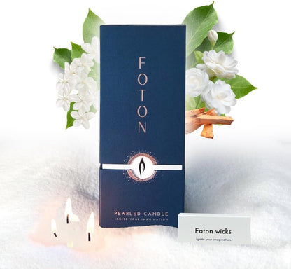 Pearled Candle 18 Oz - Misty Monte Sandalwood Jasmine Scented Non Toxic Luxury Long Lasting Powder Candles up to 120 Hours - Refillable Candle Sand with 30 Wicks for Candle Making1