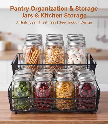 Mason Jars 16 Oz with Lids, 4 Pack Clear Glass Jars for Meal Prep & Storage | Leakproof Airtight Seal, BPA Free Thick Glass, Microwave Safe Food Container, Ideal for Canning, Overnight Oats, Meal Prep6