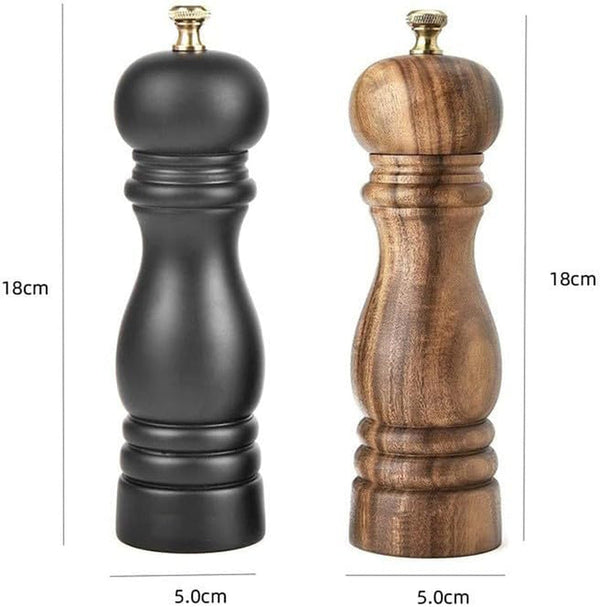 Vintage Wooden Pepper Grinder, Adjustable Manual Spice Mill with Ceramic Core for Peppercorns Sea Salt, Wood & Black Optional3