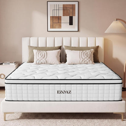 King Size Mattress 14 Inch, Medium Firm Hybrid King Mattress in a Box, Motion Isolation Pocket Spring & Cooling Gel Memory Foam Mattress, Zone Support Certipur-Us Certified, 30-Night Trial1