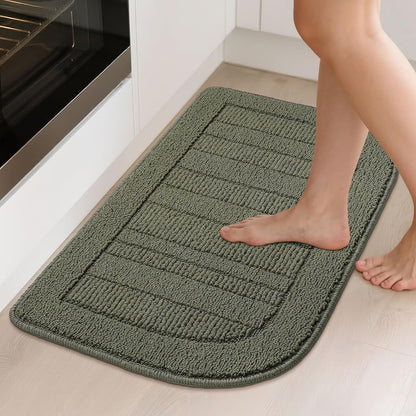 30X18 Inch Kitchen Rugs Non Slip Washable Kitchen Sink Rug, Green | Durable Kitchen Mat, Absorbent Kitchen Mats for Floor, Stain Resistant Small Kitchen Rug, Semicircular Easy Clean & TPR Grip2