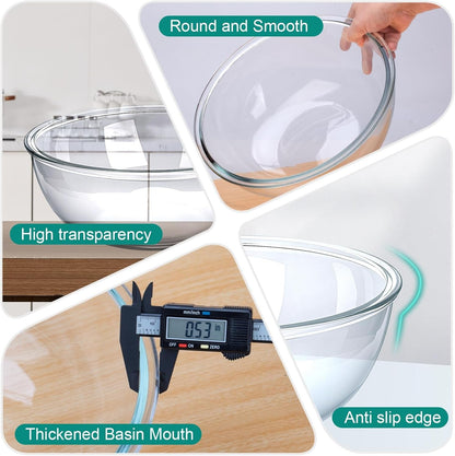 6.3 Qt Large Glass Mixing Bowl,11-1/2" Clear Glass Salad Cooking Bowls2