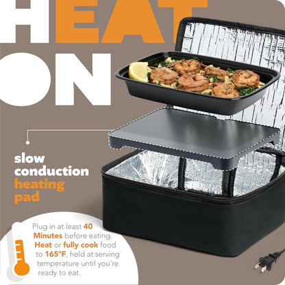 Mini Heated Lunch Box- Portable Electric Food Warmer for Men and Women - Great for Work, Office, and Construction - Cook, Reheat, and Eat on the Go - 120V - Black2
