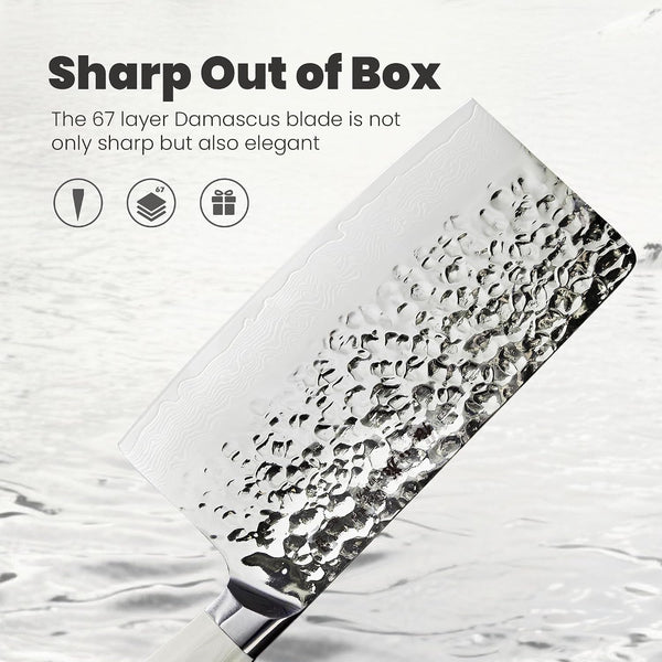 ZHANG XIAO QUAN Damascus Meat Cleaver 7”, Ultra Sharp Chinese Slice Knife Made of High Carbon Stainless Steel, Chinese Chef Knife for Meat Vegetable, Hundreds of Years of Masterful3