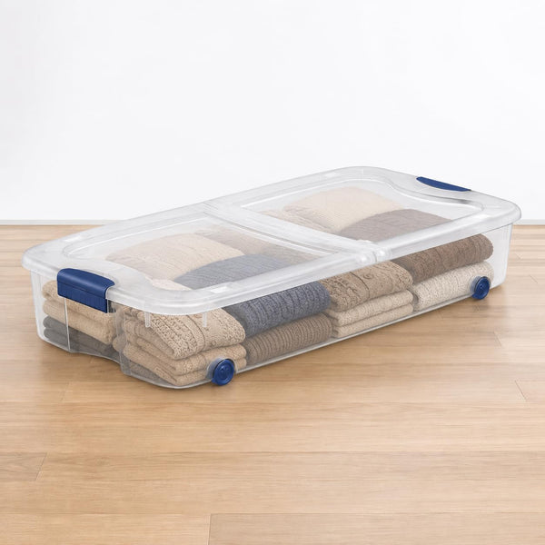 2 Pack 66 Qt Clear Underbed Storage Bins with Wheels and Latch Lids8