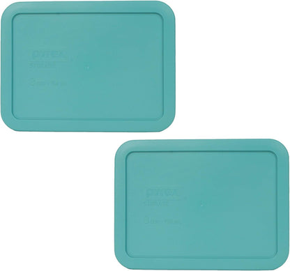 7210-PC 3-Cup Turquoise Food Storage Lid (2-Pack) - Made in USA | Bpa-Free Plastic | Rectangle Shape | Replacement Covers | Fits 7210 3-Cup Glass Bowl | Top Rack Safe1