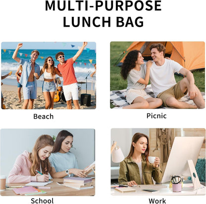 Lunch Bag Women Lunch Box for Women Adult Cute Insulated Lunch Bag Lager Cooler Lunch Tote Bags for Work Picnic (Beige-Brown Plaid)7