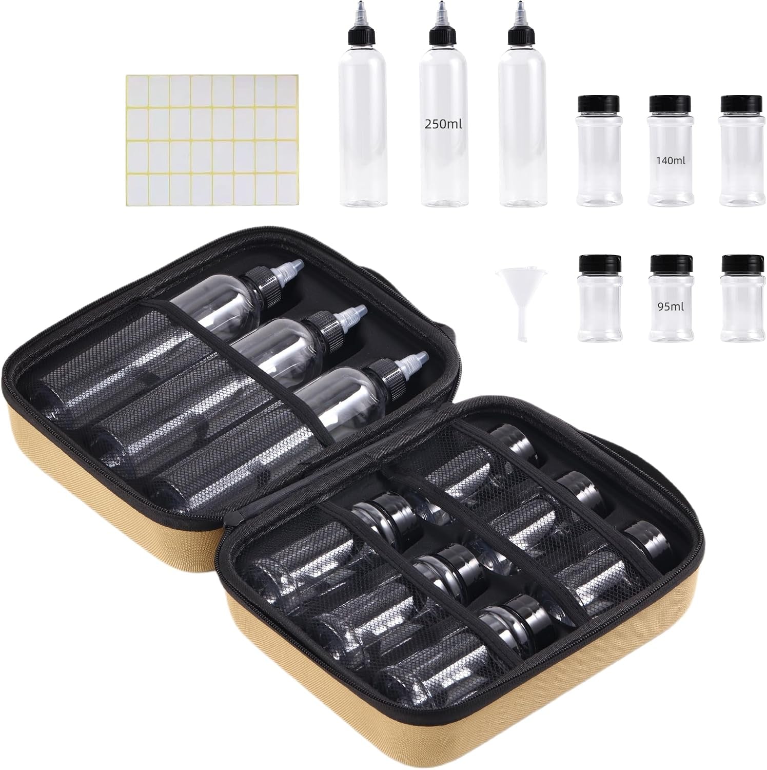 11-piece-camping-spice-kit-6-powder-3-liquid-containers-with-leakproof-lids-portable-funnel-eva-hard-case-portable-seasoning-set-for-hiking-bbq-rv-travel-bpa-free-pet-bottles