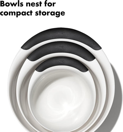 OXO Good Grips 3-Piece Plastic Mixing Bowl Set - Black & White5