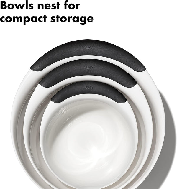 OXO Good Grips 3-Piece Plastic Mixing Bowl Set - Black & White5