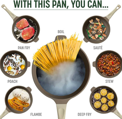 All-In-One Pan, Multilayer Nonstick Cookware Set, High-Performance Construction, Multipurpose Design Replaces Multiple Pots and Pans, Dishwasher Safe, 11-Inch, 4.4-Quart Capacity, Linen3