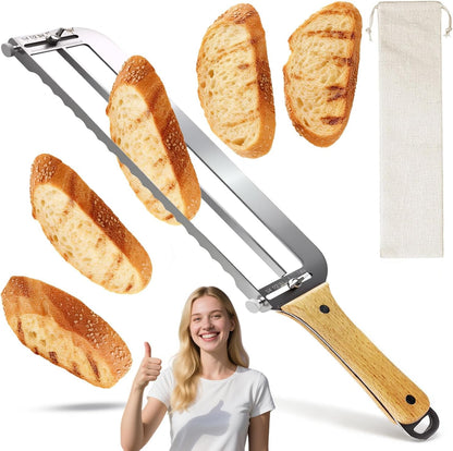 Adjustable Bread Slicer for Perfect Slices - Bread Knife for Homemade Bread with Thickness Guide - Premium Sharp Stainless Serrated Blade for Sourdough Baguettes Bagels Loaves1