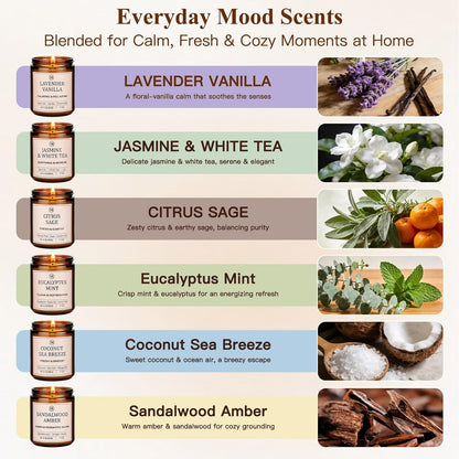 Scented Candles for Home, 6-Pack Soy Candle Gift Set, up to 300 Hours2