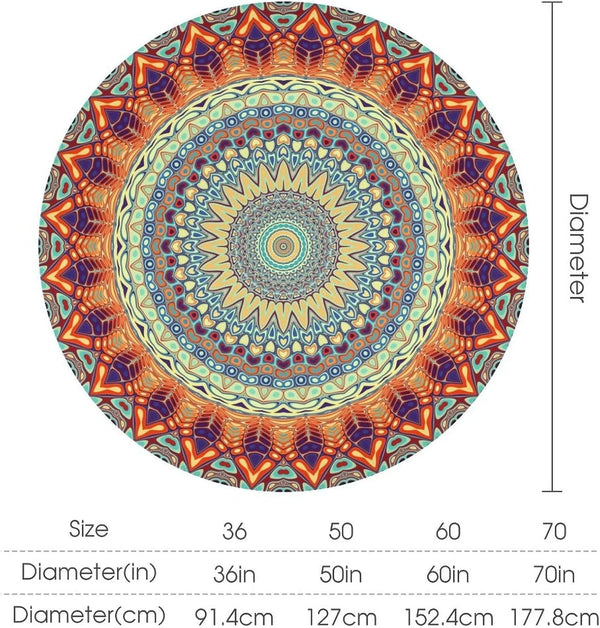 Boho round Tablecloth 36 Inches,Vintage Bohemian Circle Table Cloth,Waterproof Colorful Tablecloth for Home Kitchen Dining Party Patio Indoor and Outdoor Use2