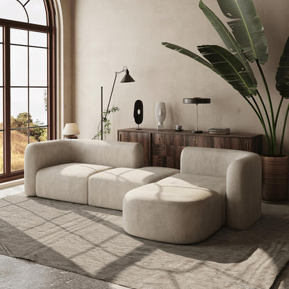 Mellow Modern Tight Curved Back Velvet Sofa, 4 Seater Modular3