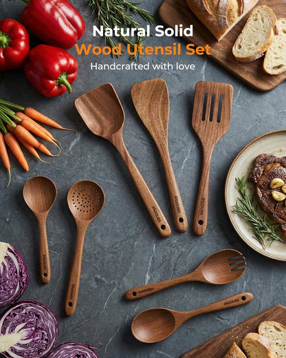9 Piece Natural Acacia Wooden Spoons for Cooking6