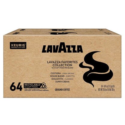 Lavazza Favorites Collection Variety Pack, Single Serve Keurig® K-Cup® Pods, Light and Medium Roast Coffees, 64-Count Box10
