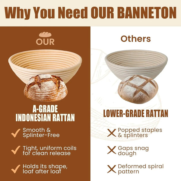 Sourdough Starter Kit, Sourdough Bread Baking Supplies, Banneton Bread Proofing Basket with Starter Jar, Dough Whisk, Scrapers, Recipe, round Bread Proofing Basket, for Bread Baking9