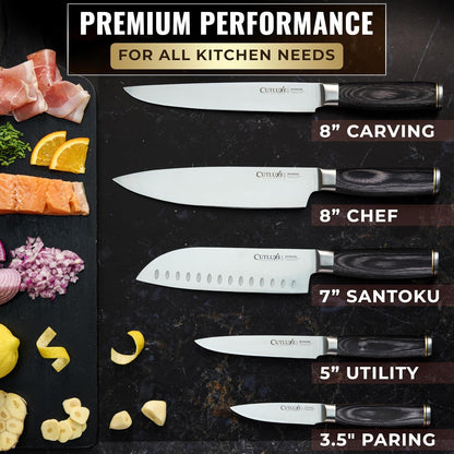 5-Piece Chef Knife Set – Ultra Sharp Japanese Kitchen Knives | High Carbon Stainless Steel Blades, Full Tang Pakkawood Handles – Shinobi Series2