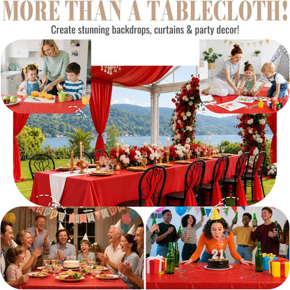 Disposable Tablecloth Roll, 54In X 300Ft Red Plastic Table Cloth Disposable4