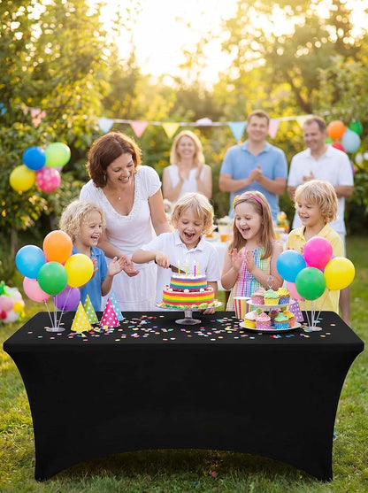 Spandex Tablecloth 2 Pack [6FT, Black] Tight, Fitted, Washable and Wrinkle Resistant Stretch Rectangular Patio Table Cover for Event, Wedding, Banquet & Parties [72Lx30Wx30H Inch] | Tight, Fitted, Washable and Wrinkle Resistant Stretch Rectangular Patio Table Cover for Event, Wedding, Banquet & Parties6