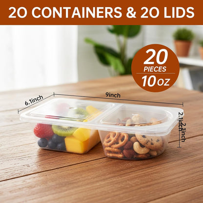 Reusable Snack Containers with Lids, Snack Containers, 20-Pack Snack Pack Containers, Meal Prep Containers Double Compartment, Container Portion Control for on the Go Travel Essentials2