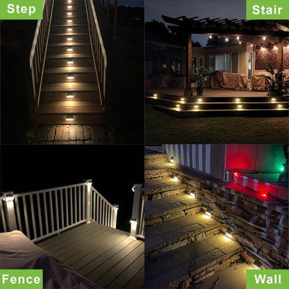 Warm White Solar Lights for Deck Step Fence, Black SST Housing, 6 Pack6