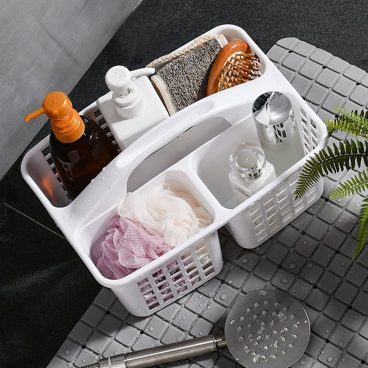 3-compartments-plastic-shower-caddy-basket-portable-divided-cleaning-supply-storage-organizer-with-handle-white