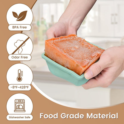 Silicone Freezer Tray for Soup Ice Cubes: 2-Cup Freezing Trays with Lid for Meal Prep - 4Pack Silicon Soup Portion Freeze Tray Make Stock Souped Ice Cube2