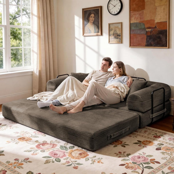 79" Memory Foam Sofa Bed, Convertible Futon Boneless Couch for Living Room2