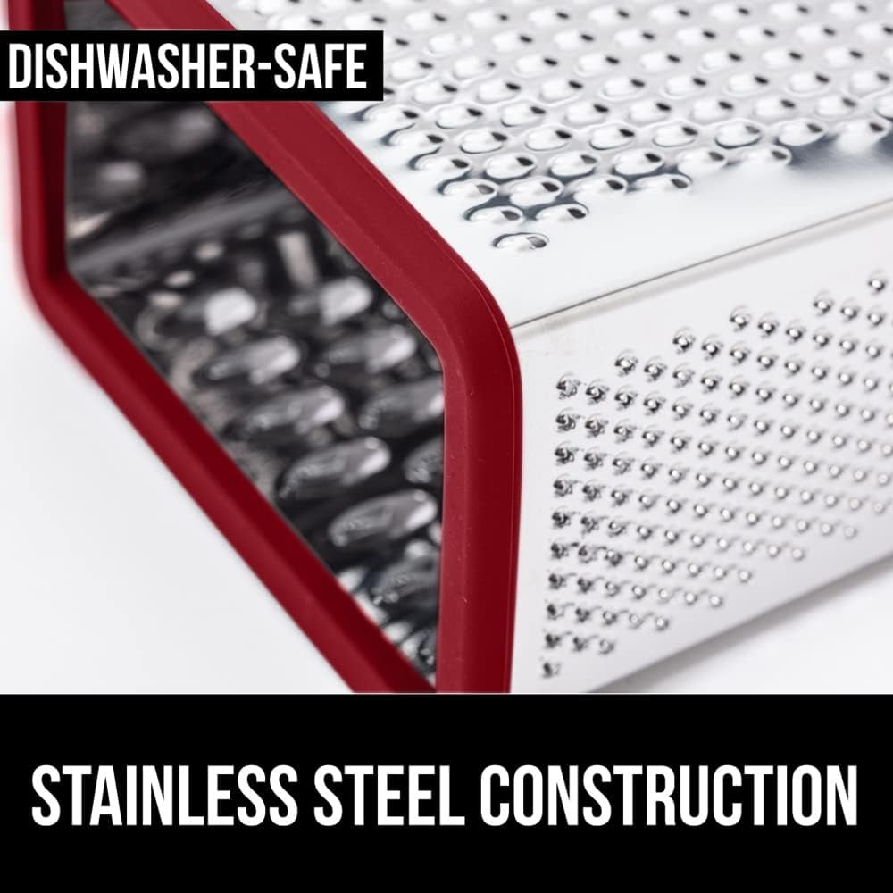 gorilla-grip-box-grater-and-vegetable-peeler-box-grater-has-built-in-container-peeler-is-dishwasher-safe-both-in-red-color-2-item-bundle