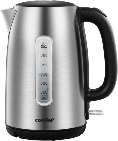 Stainless Steel Electric Kettle, 1.7 Liter Tea Kettle Electric & Hot Water Kettle, 1500W Fast Boil with LED Light, Auto Shut-Off and Boil-Dry Protection1