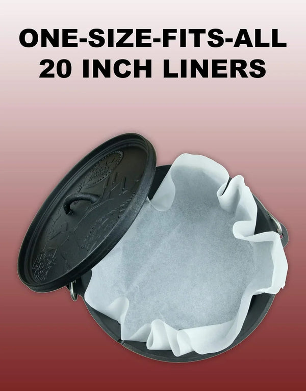 Campliner Disposable Dutch Oven Liners – 20 Pack Extra-Thick Parchment Paper Rounds for 10”–14” Cast Iron Dutch Ovens | Eco-Friendly Easy Cleanup Liners for Camping, Sourdough Baking & Outdoor Cooking3