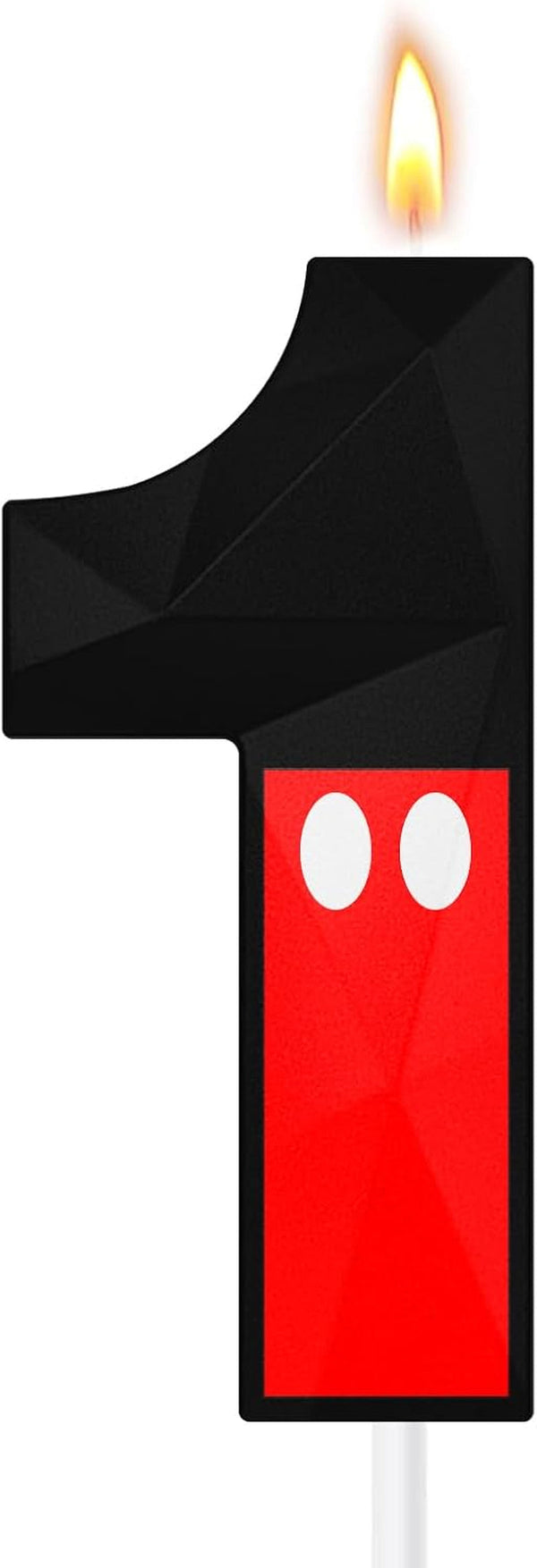 Large 3D Cartoon Mouse Number 1 Birthday Candles, 5 & 2.76 Inches Cake Topper for Boys Girls Kids, Black and Red Animated Theme Birthday Decorations for Anniversary Celebrations (Number 1)1