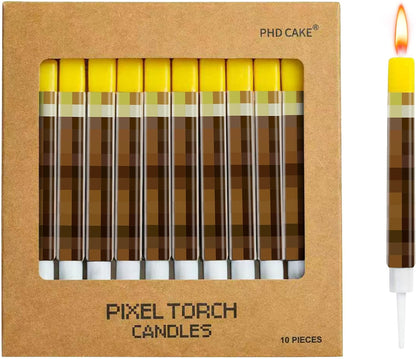 10-Pieces Birthday Candles for Miner Crafting, Birthday Party Decorations, Pixel Game Party Supplies, Themed Mine Pixel1