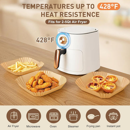 Air Fryer Liners, 6.3 Inch Air Fryer Parchment Paper Liners, Heat Resistant & Pre-Cut for Easy Clean, Fits 2-5Qt Air Fryer Baskets (6.3Inch-50Pcs)3