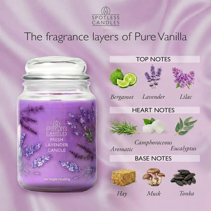 Lavender Candle 22Oz Gift Boxed: 130 Hour Burn, Minimum 10% Fragrance Oil, Crackling Wooden Wick, Bergamot Lavender & Cedar, Hybrid Soy Wax, Large Jar Candle for Sleep by Spotless Candles2
