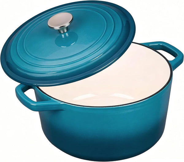 Enameled Cast Iron Dutch Oven, Non Stick Casserole Pot with Lid (Peacock Blue, 4.5 Quarts)1