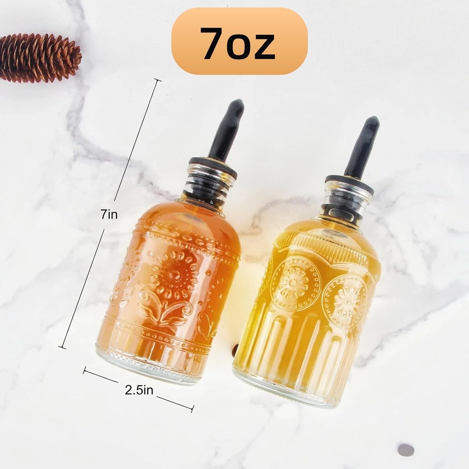 simple-syrup-bottles-set-of-2-glass-coffee-syrup-dispenser-bottles-7-oz-with-metal-pour-spout-labels-and-stopper-glass-syrup-dispenser-for-maple-honey-syrup-oil-and-sauces-lc002